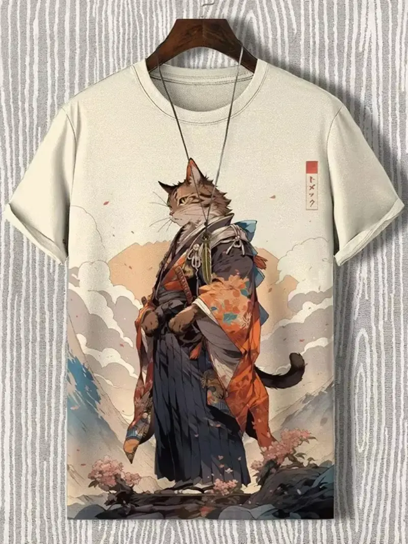 Japanese Ukiyo-E 3D Printed T Shirts For Men Short Sleeved Tees Tops Summer Casual O-Neck T-Shirt Harajuku Style Men's Clothing