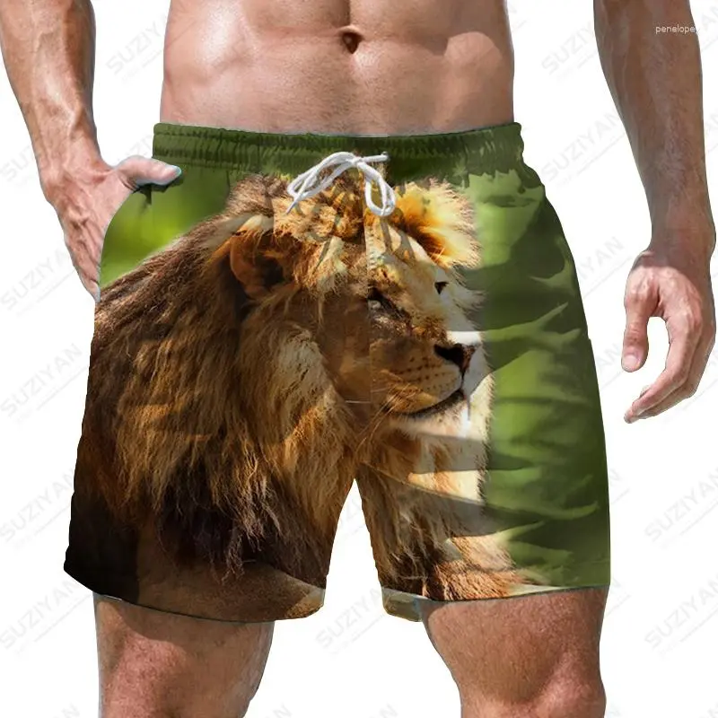 Newest Animel Lion 3D Printed Beach Shorts Pants For Men's Clothing Casual Fashion Sports Shorts Men Male Swimsuits High Quality