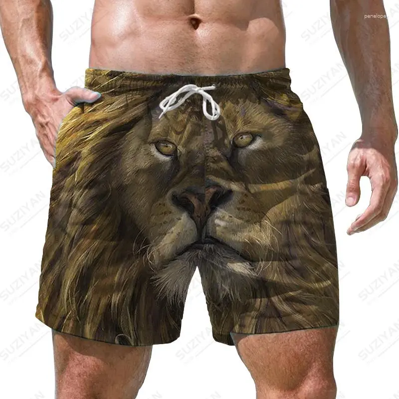 Newest Animel Lion 3D Printed Beach Shorts Pants For Men's Clothing Casual Fashion Sports Shorts Men Male Swimsuits High Quality