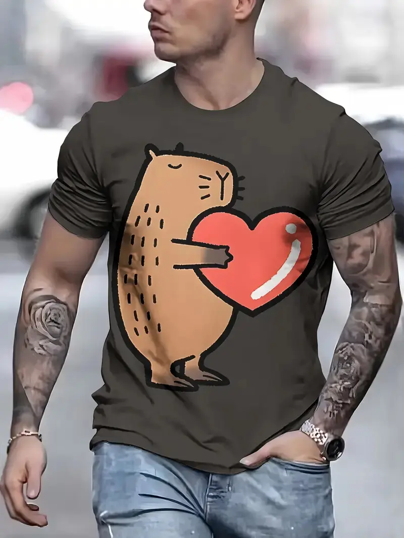 3D Print Funny Capybara Graphic T Shirt For Men Women Cute Animal Capybara T-Shirts Summer Casual Fashion Loose Kids Tees Tops