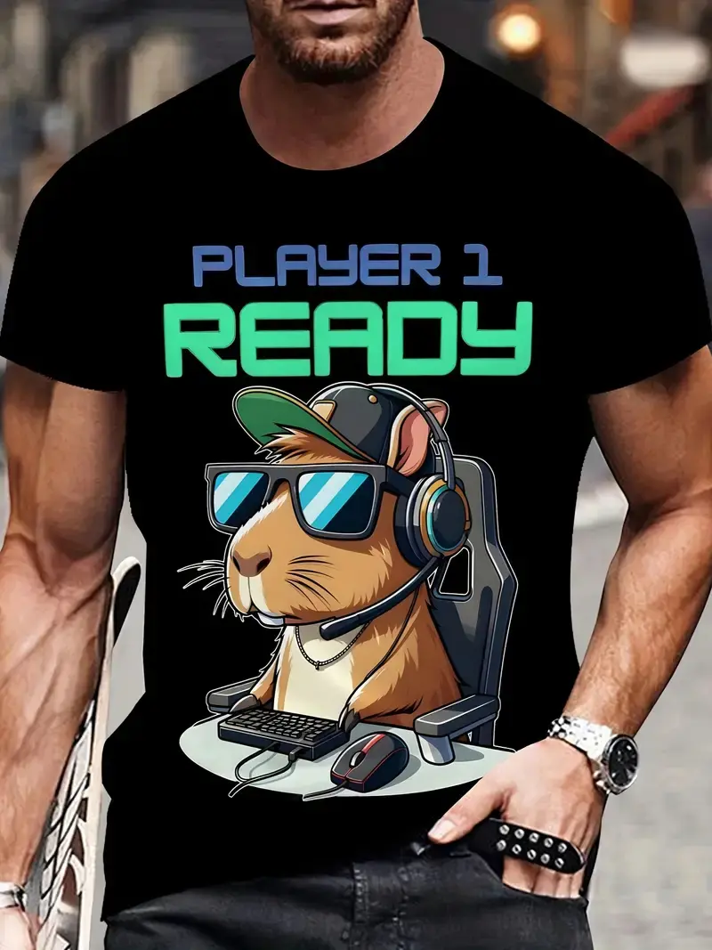 3D Print Funny Capybara Graphic T Shirt For Men Women Cute Animal Capybara T-Shirts Summer Casual Fashion Loose Kids Tees Tops