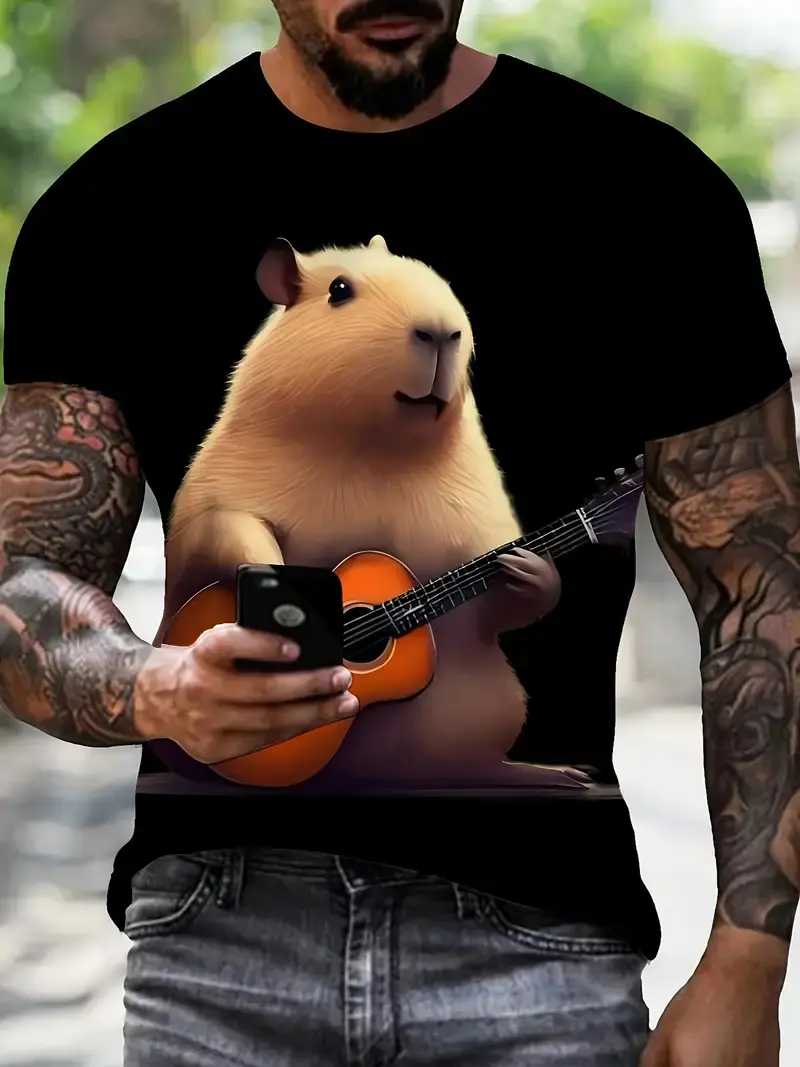 3D Print Funny Capybara Graphic T Shirt For Men Women Cute Animal Capybara T-Shirts Summer Casual Fashion Loose Kids Tees Tops