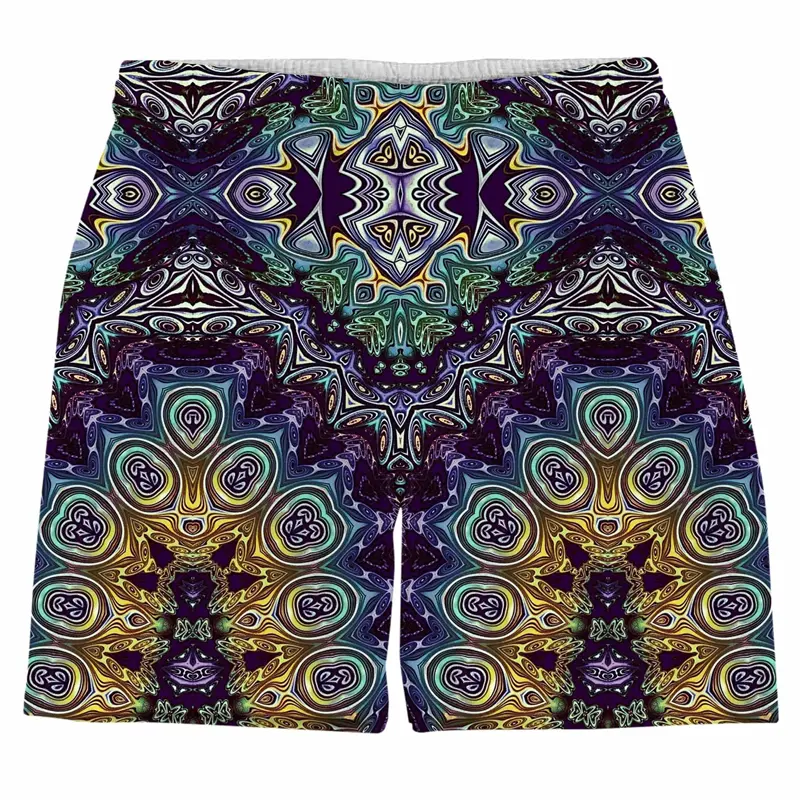 3d Printed Ethnic Style Pattern Beach Shorts For Men Casual Fashion Hawaiian Holiday Short Pants Cool Men Quick-drying Trunks