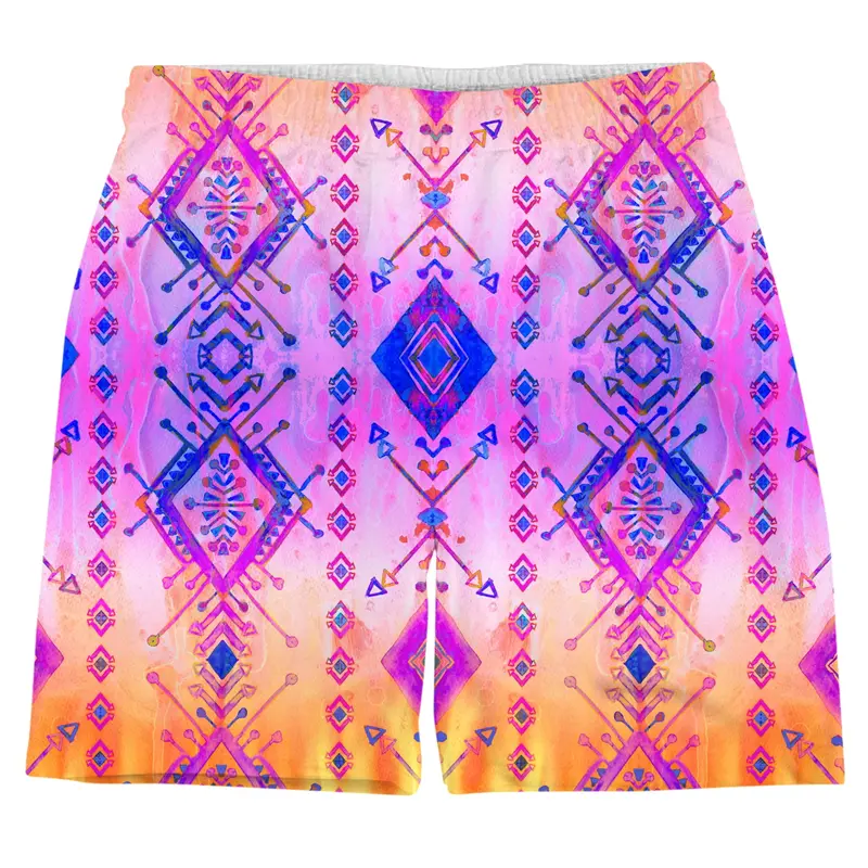 3d Printed Ethnic Style Pattern Beach Shorts For Men Casual Fashion Hawaiian Holiday Short Pants Cool Men Quick-drying Trunks