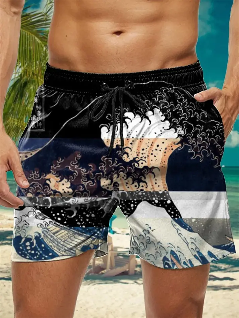 2025 Summer New Mens Beach Shorts 3D Print Tropical Fish Marine Animal Pattern Hawaiian Board Shorts Kids Y2k Swimming Trunks