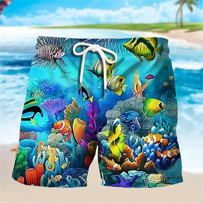 Animal Fish 3d Y2k Shorts Men Sea Creature Graphic Beach Shorts Kid Loose Casual Swimsuit Sports Pants Fashion Hawii Swim Trunks