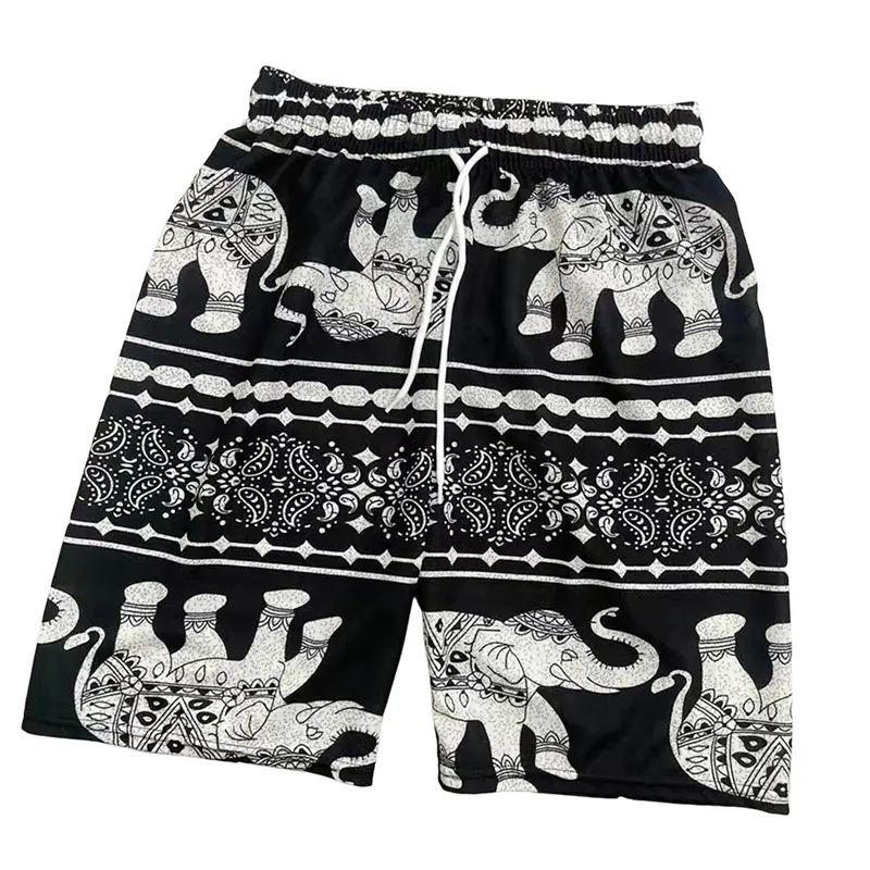 Beach Shorts For Women Men Summer Boho Festival 3d Print Elephant Pattern Short Pants Baggy Hippie Bohemian Travel Men Shorts