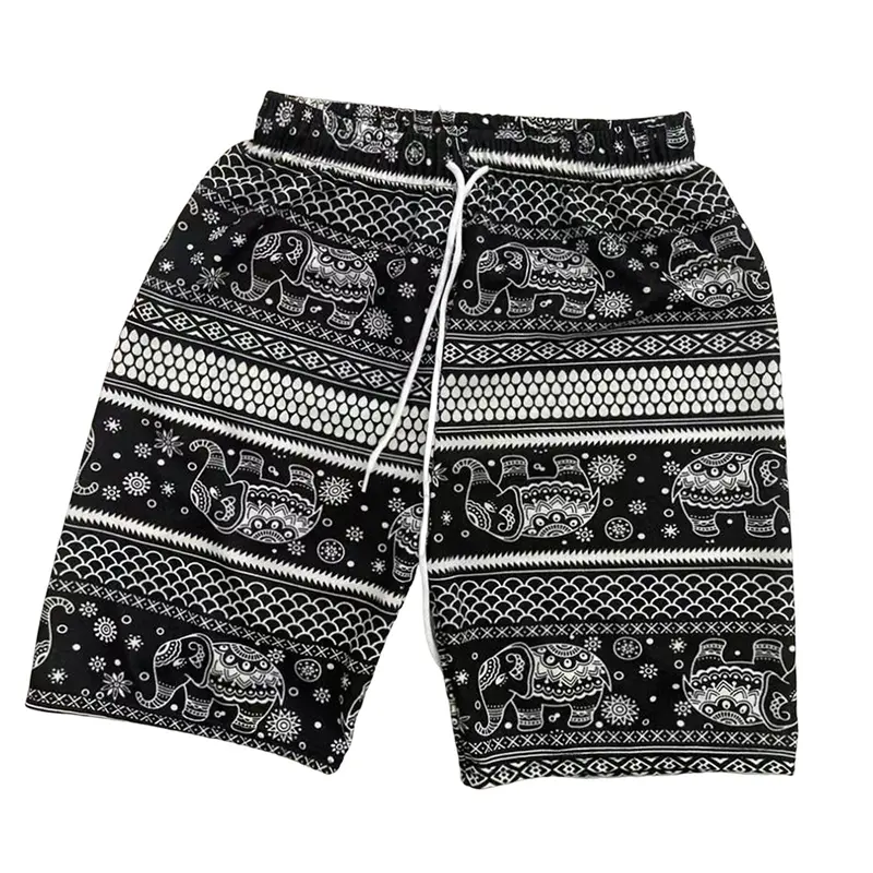 Beach Shorts For Women Men Summer Boho Festival 3d Print Elephant Pattern Short Pants Baggy Hippie Bohemian Travel Men Shorts