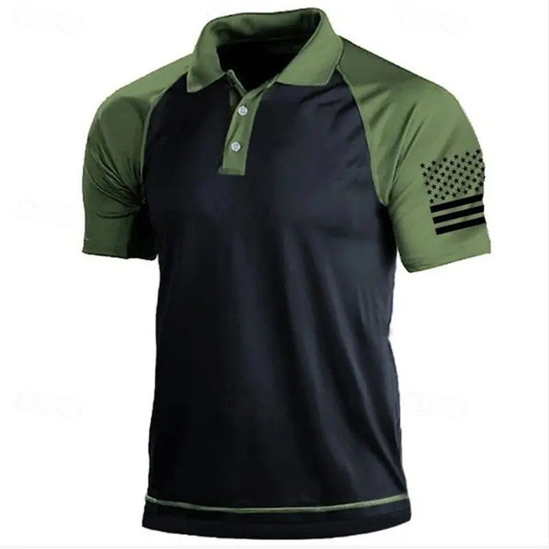 3D Print USA Flag Pattern Polo Shirt For Men Vintage Outdoor Daily Wear Summer Fashion Casual Sport Golf Shirt Men  Lapel Tops