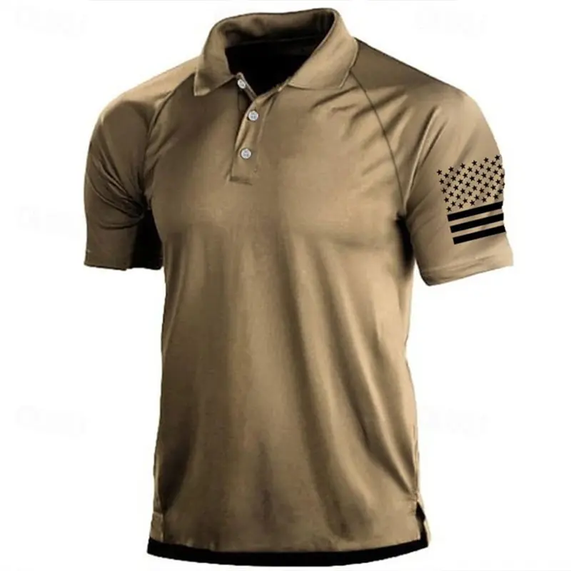 3D Print USA Flag Pattern Polo Shirt For Men Vintage Outdoor Daily Wear Summer Fashion Casual Sport Golf Shirt Men  Lapel Tops