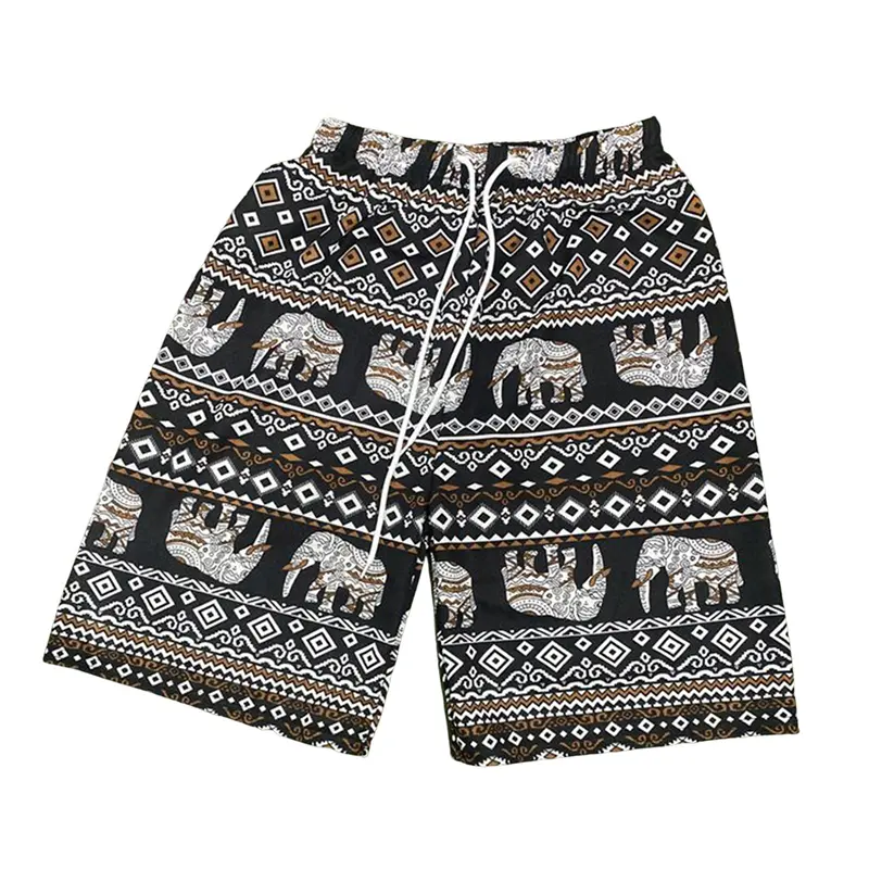 Beach Shorts For Women Men Summer Boho Festival 3d Print Elephant Pattern Short Pants Baggy Hippie Bohemian Travel Men Shorts