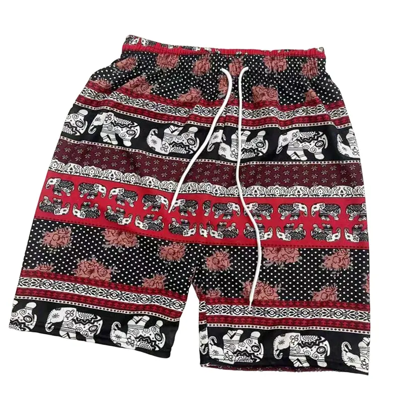 Beach Shorts For Women Men Summer Boho Festival 3d Print Elephant Pattern Short Pants Baggy Hippie Bohemian Travel Men Shorts