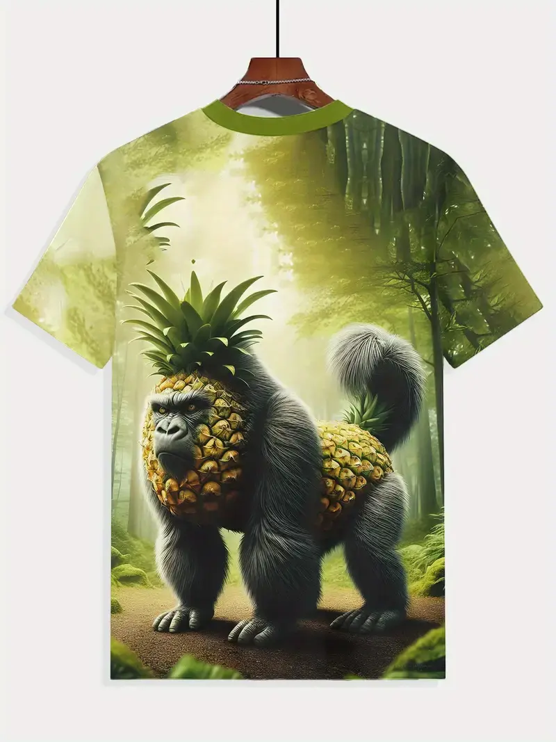 3D Cute Funny Monkey Graphic T-Shirts For Men Women Summer Outdoor Short-Sleeved Tops Fashion Pop Men's Casual Plus Size T-Shirt