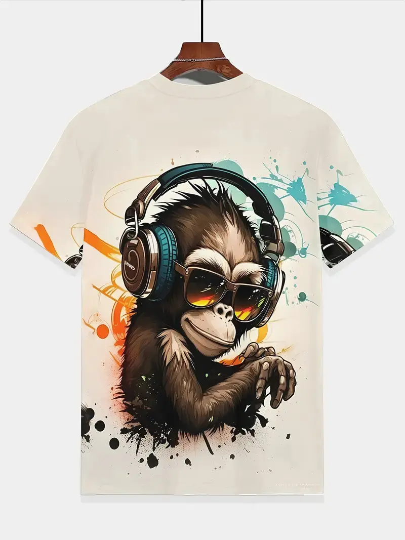 3D Cute Funny Monkey Graphic T-Shirts For Men Women Summer Outdoor Short-Sleeved Tops Fashion Pop Men's Casual Plus Size T-Shirt