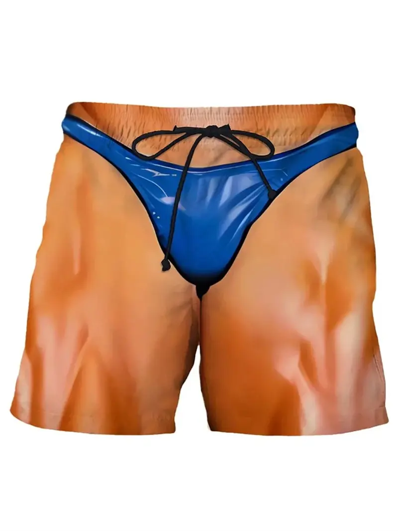 Cartoon Funny 3D Print Briefs Pattern Beach Shorts For Men Fashion Summer Swim Trunks Personality Quick Dry Kids Short Pants