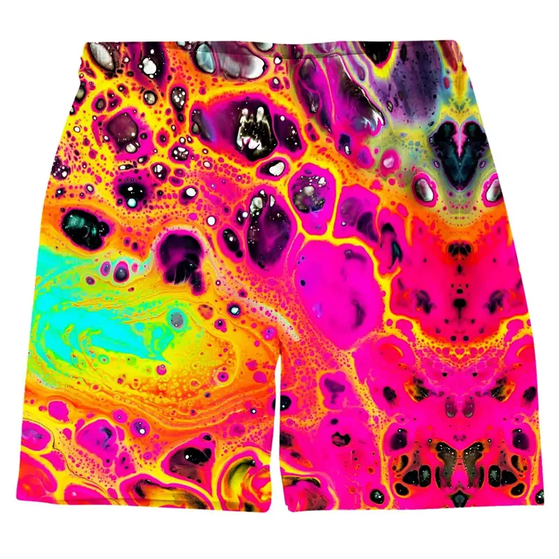 Colorful Psychedelic Graffiti 3D Printed Men Beach Shorts Cool Summer Street Hip Hop Harajuku Y2k Men Kids Hawaiian Short Pants