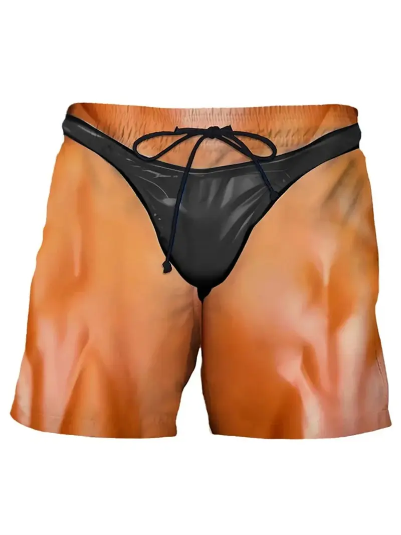 Cartoon Funny 3D Print Briefs Pattern Beach Shorts For Men Fashion Summer Swim Trunks Personality Quick Dry Kids Short Pants