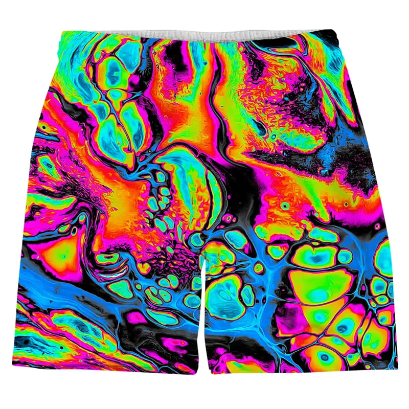 Colorful Psychedelic Graffiti 3D Printed Men Beach Shorts Cool Summer Street Hip Hop Harajuku Y2k Men Kids Hawaiian Short Pants