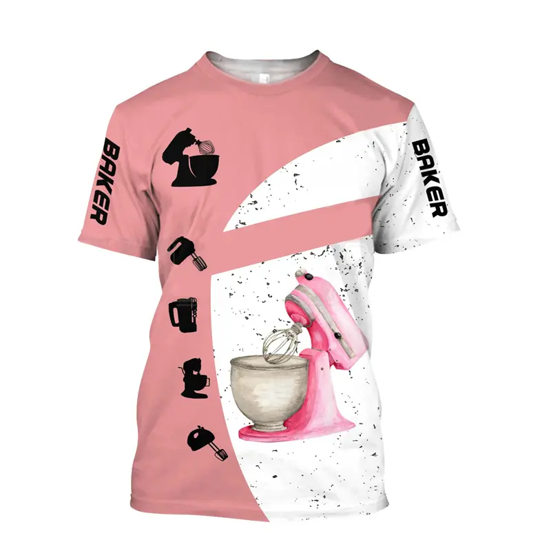 Filipina Cook Costume 3D Graphic T Shirts Men Women Baker Pastry Chef's T-shirt Kitchen Workwear Uniform Clothes Kids Funny Tops