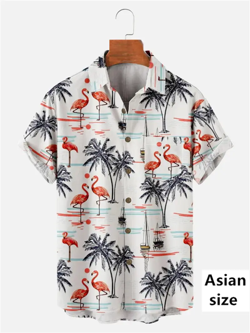 New Men's Hawaiian Beach Short Sleeve Shirt 3D Print Coconut Tree Pattern Men's Streetwear Hip Hop Casual Oversize Y2k Clothing