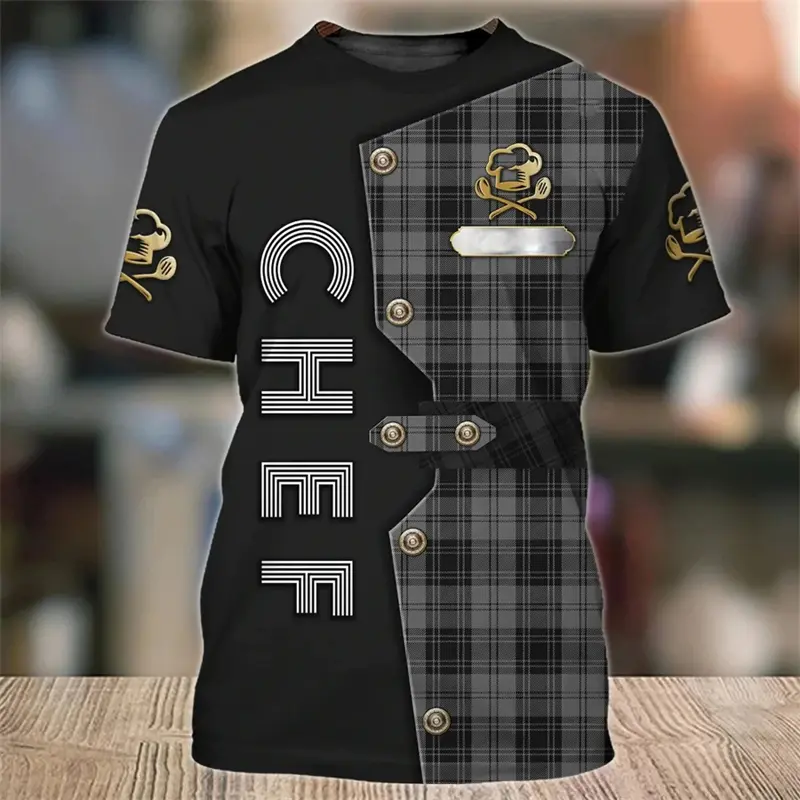 Filipina Cook Costume 3D Graphic T Shirts Men Women Baker Pastry Chef's T-shirt Kitchen Workwear Uniform Clothes Kids Funny Tops