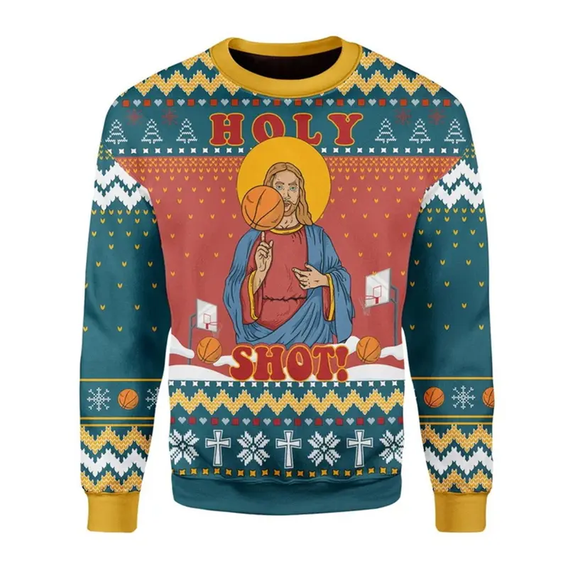 Retro Men Autumn Sweatshirt Christian Pattern Printed Men Pullover 3d Print Sweater Autumn Trendy Men Women Clothes Dropshipping