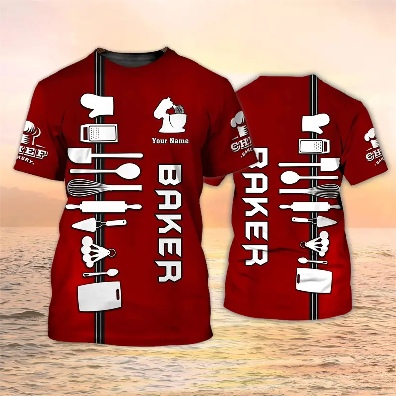 Filipina Cook Costume 3D Graphic T Shirts Men Women Baker Pastry Chef's T-shirt Kitchen Workwear Uniform Clothes Kids Funny Tops