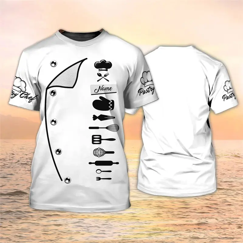 Filipina Cook Costume 3D Graphic T Shirts Men Women Baker Pastry Chef's T-shirt Kitchen Workwear Uniform Clothes Kids Funny Tops