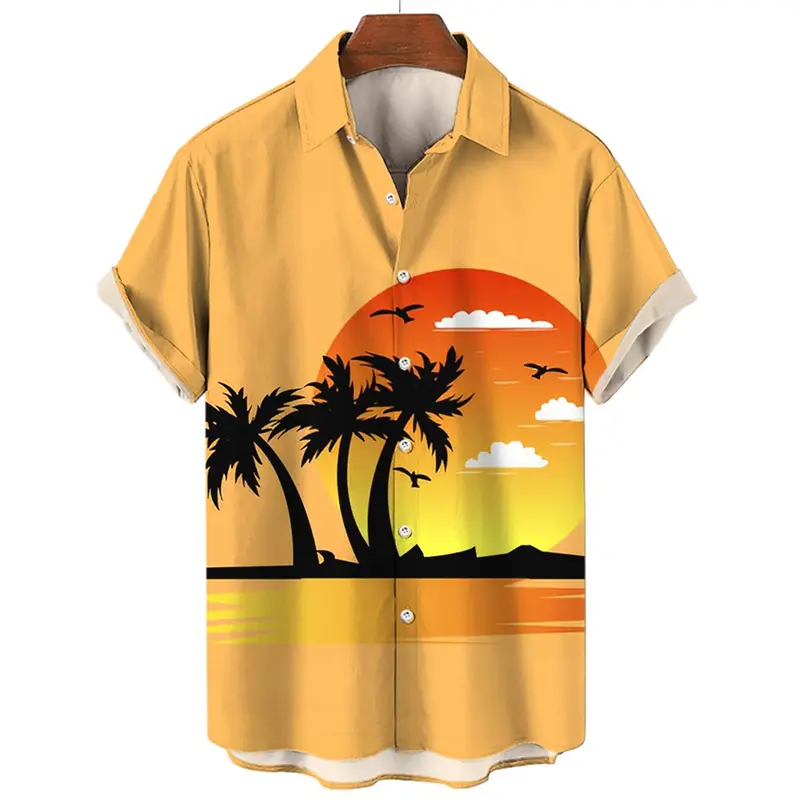 Tropical Coconut Tree 3D Print Men's Hawaiian Shirts Women Summer Quick Dry Holiday Beach Shirt Casual Short Sleeve Lapel Blouse