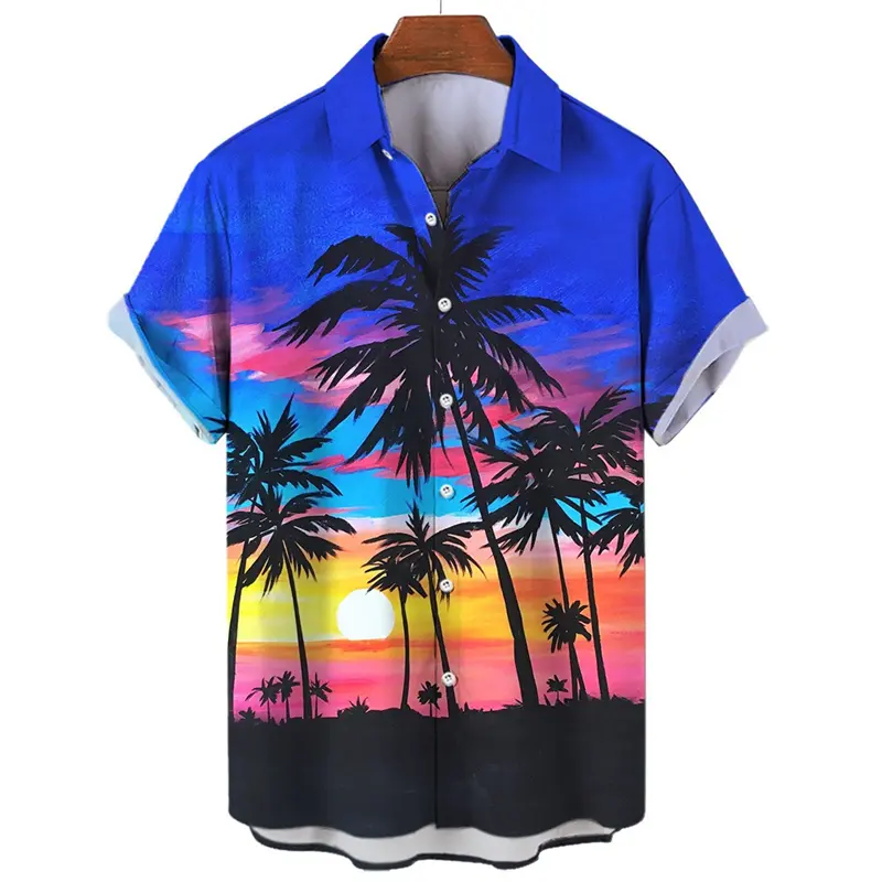 Tropical Coconut Tree 3D Print Men's Hawaiian Shirts Women Summer Quick Dry Holiday Beach Shirt Casual Short Sleeve Lapel Blouse