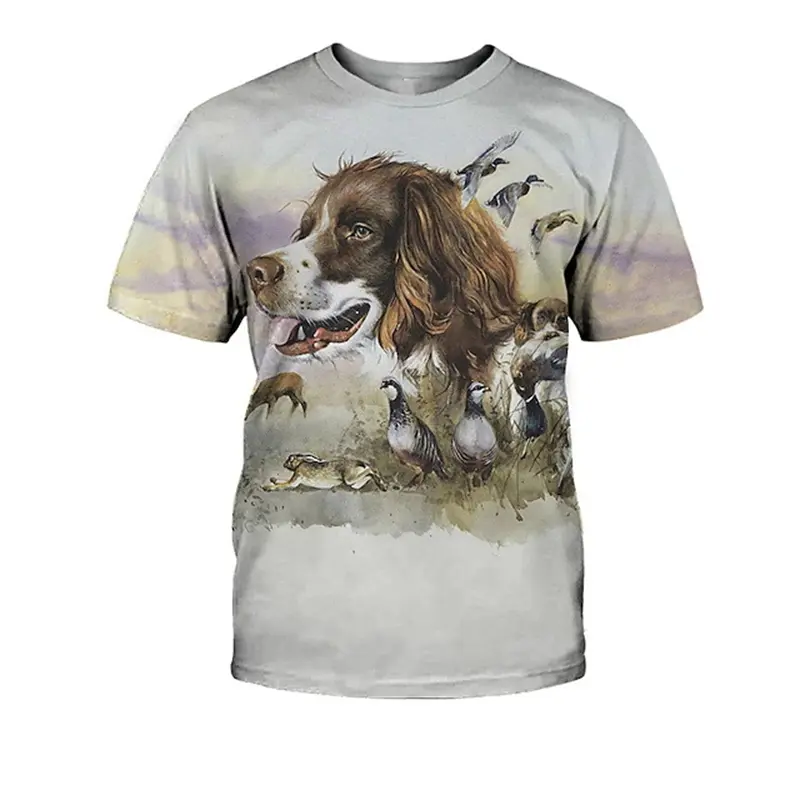 Hunting Dog Print T-Shirts For Men Round Neck Short Sleeve Dachshund Graphic Tops Casual Men Women T Shirts Harajuku Y2k Tees