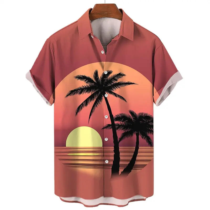 Tropical Coconut Tree 3D Print Men's Hawaiian Shirts Women Summer Quick Dry Holiday Beach Shirt Casual Short Sleeve Lapel Blouse