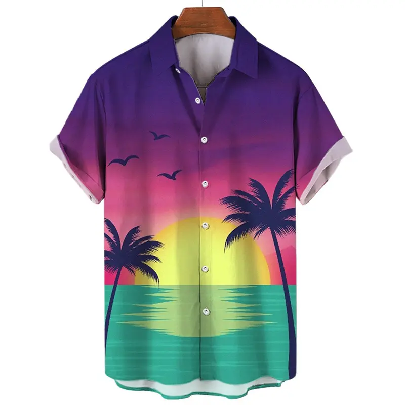 Tropical Coconut Tree 3D Print Men's Hawaiian Shirts Women Summer Quick Dry Holiday Beach Shirt Casual Short Sleeve Lapel Blouse