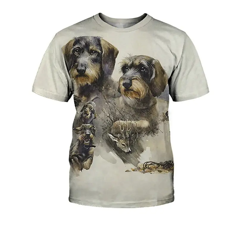 Hunting Dog Print T-Shirts For Men Round Neck Short Sleeve Dachshund Graphic Tops Casual Men Women T Shirts Harajuku Y2k Tees