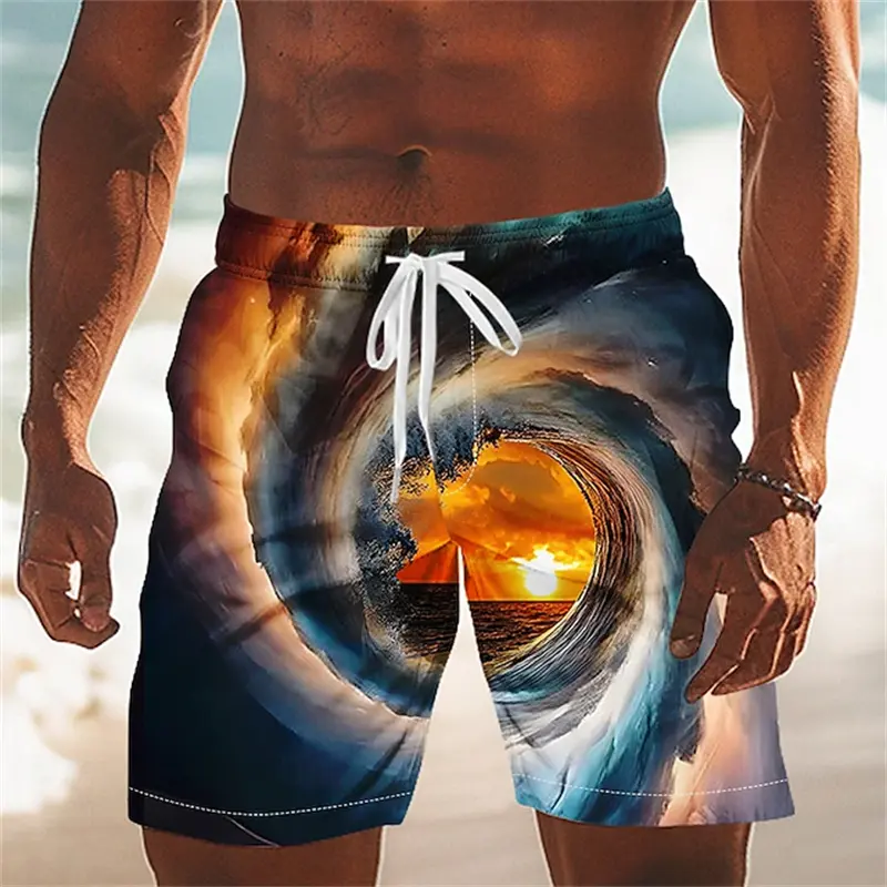 Men's Beach Shorts Optical Illusion Ocean Printed Swim Trunks 2025 New Board Shorts Streetwear Hawaiian Vacation Men Clothing