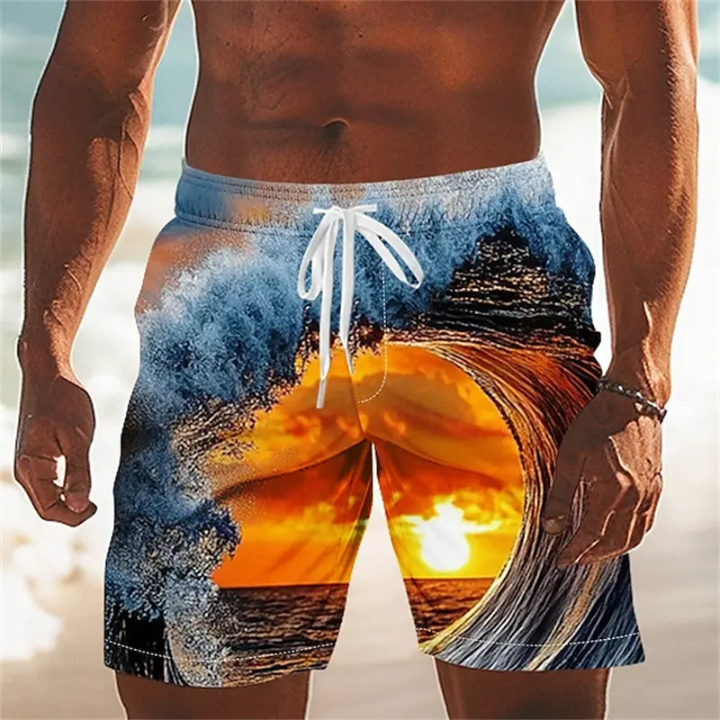 Men's Beach Shorts Optical Illusion Ocean Printed Swim Trunks 2025 New Board Shorts Streetwear Hawaiian Vacation Men Clothing
