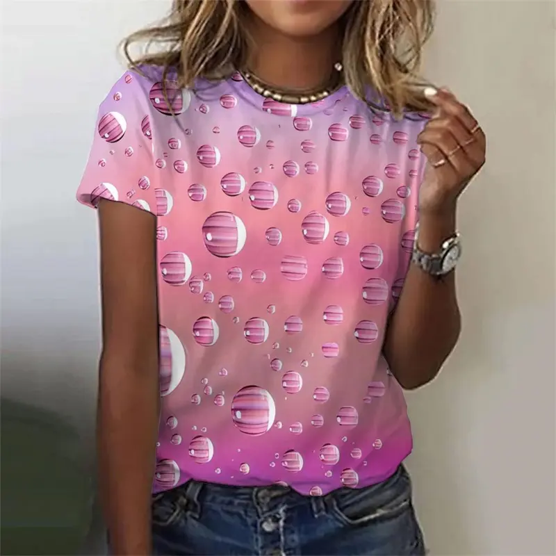3D Colorful Love Heart Print T Shirt Pretty Women's Clothing Ladies Fashion Casual TShirt Girls Oversized Short Sleeve Tops Tees