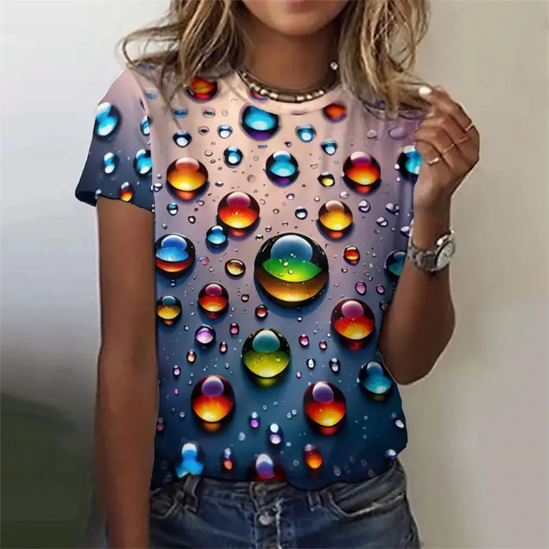 3D Colorful Love Heart Print T Shirt Pretty Women's Clothing Ladies Fashion Casual TShirt Girls Oversized Short Sleeve Tops Tees