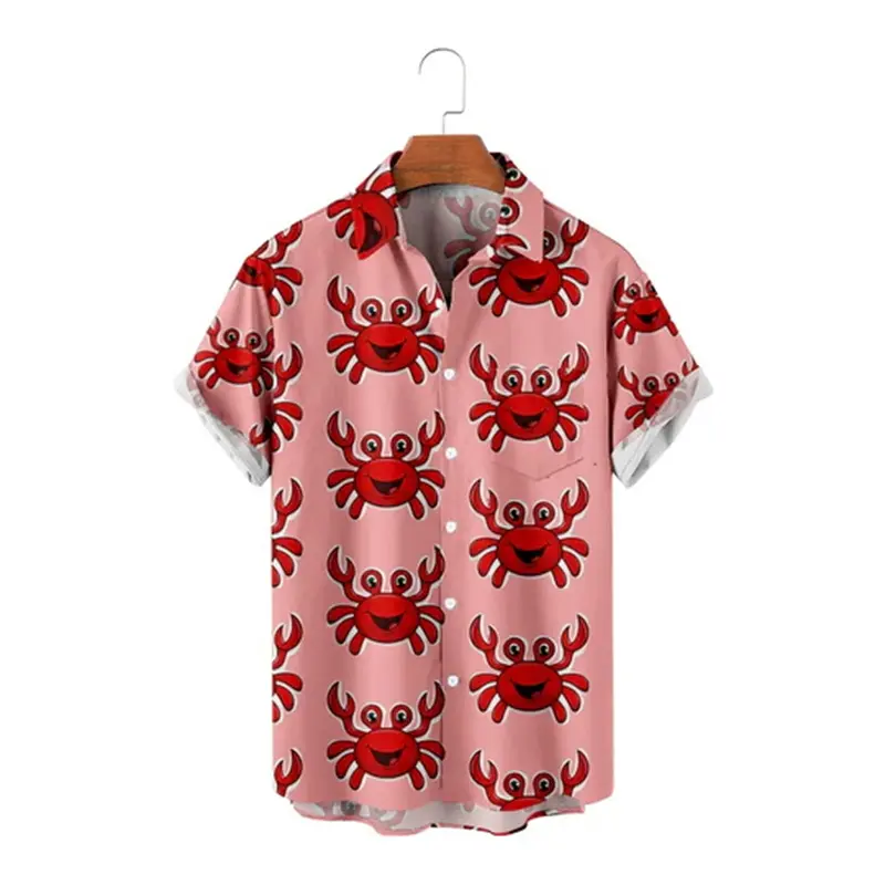 Men's Shirts Summer Hawaiian Shirt Man Casual Seaside Beach Tops Cartoon 3d Print Harajuku Button T-shirts Women Short Sleeve