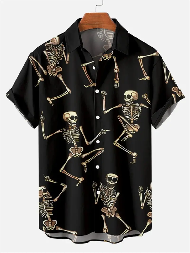 Men's Shirts Summer Hawaiian Shirt Man Casual Seaside Beach Tops Cartoon 3d Print Harajuku Button T-shirts Women Short Sleeve