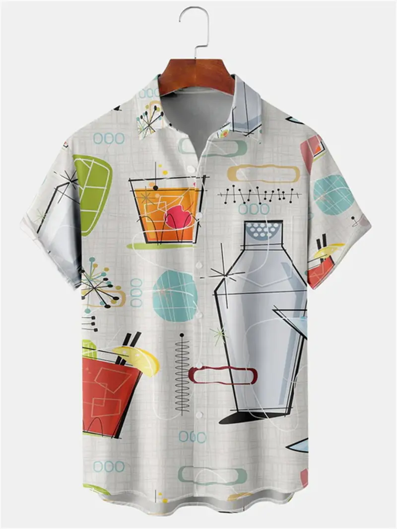 Men's Shirts Summer Hawaiian Shirt Man Casual Seaside Beach Tops Cartoon 3d Print Harajuku Button T-shirts Women Short Sleeve
