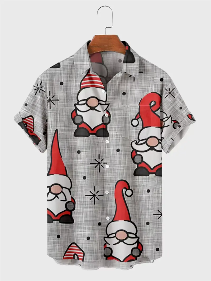Happy Santa Surfing 3D Printed Hawaiian Shirt Mens Woman Christmas Party Blouse Fashion Short Sleeve  Button Lapel Shirts Tops