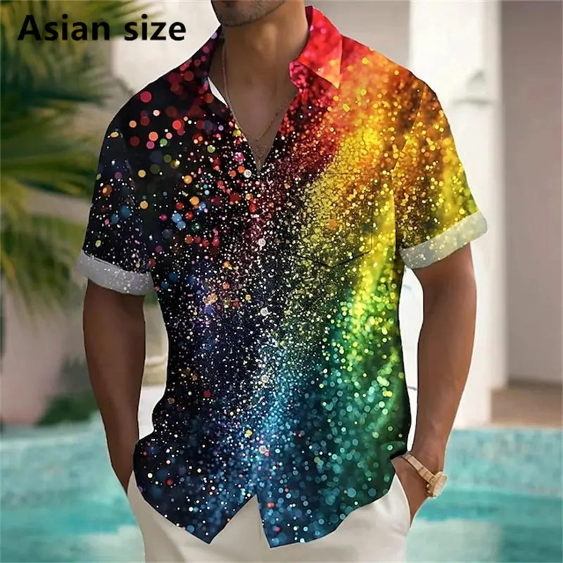2025 New Summer Rainbow Graphic Men's Vocation Shirts Casual Hawaiian Shirts 3d Print Fashion Men Women Beach Blouse Hot Sale