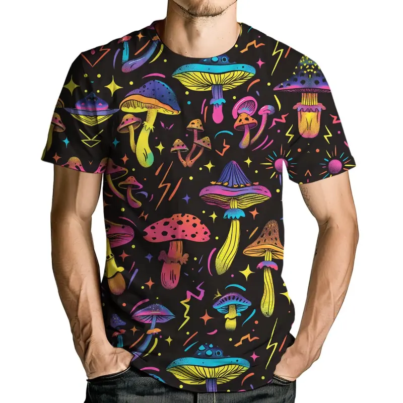 3D Print Psychedelic Mushroom Graphic T-Shirt Men Personality T Shirts Unisex Fashion Casual Short Sleeve Harajuku Tops Kid Tees