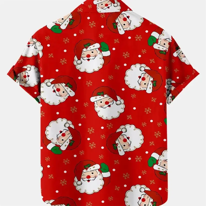 Happy Santa Surfing 3D Printed Hawaiian Shirt Mens Woman Christmas Party Blouse Fashion Short Sleeve  Button Lapel Shirts Tops