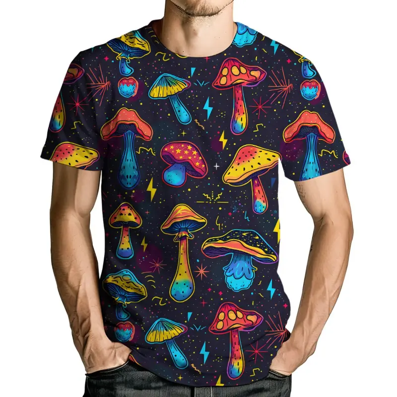 3D Print Psychedelic Mushroom Graphic T-Shirt Men Personality T Shirts Unisex Fashion Casual Short Sleeve Harajuku Tops Kid Tees
