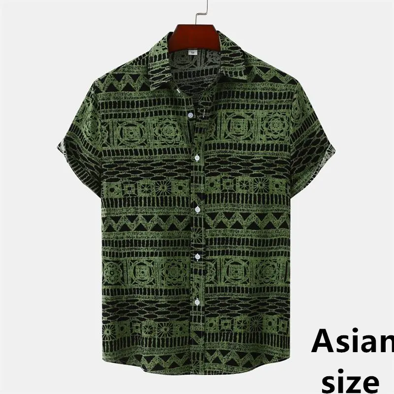 3d Print Retro Geometric Texture Hawaiian Shirt Men Summer Short Sleeves Tops Beach Harajuku Street Button Blouse Unisex Clothes