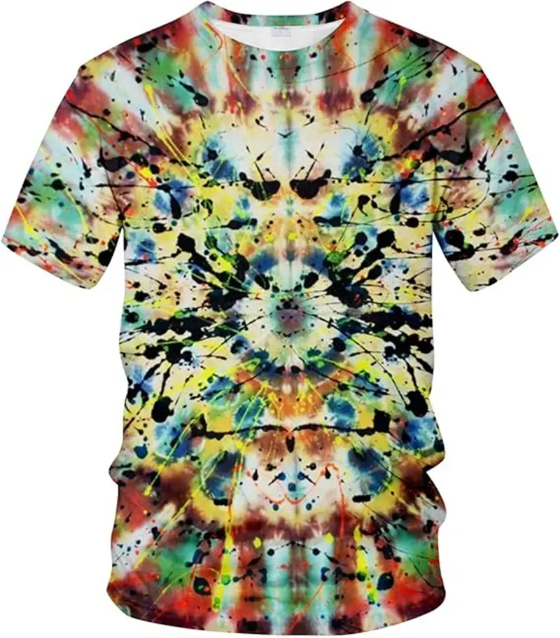 Fashion Psychedelic Pattern Graphic T-Shirt Men 3D Printed Art Hip Pop Personality Crew Neck Cool Short Sleeve Tees Unisex Tops