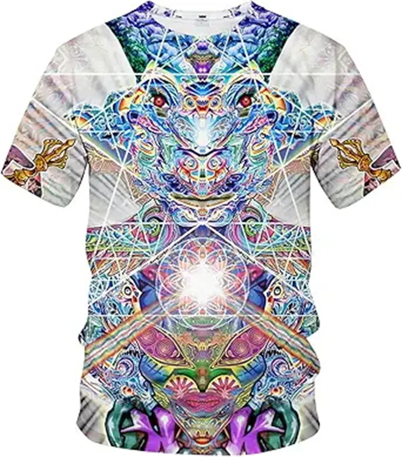 Fashion Psychedelic Pattern Graphic T-Shirt Men 3D Printed Art Hip Pop Personality Crew Neck Cool Short Sleeve Tees Unisex Tops