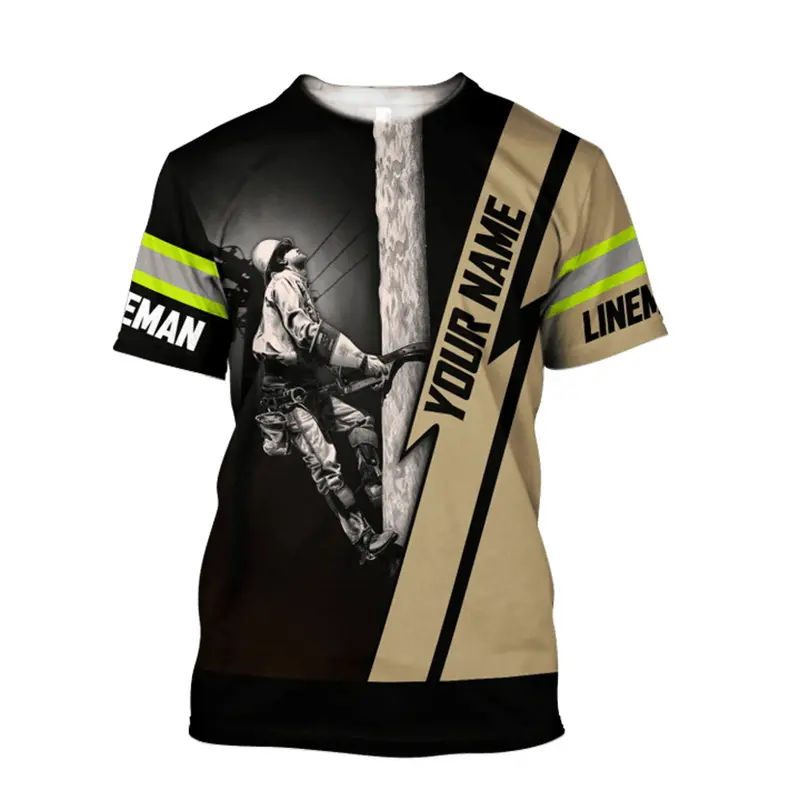 Custom Name 3D Print Electrician T Shirt For Men Summer Fashion  O-neck Short Sleeve Hip Pop T Shirt Harajuku Man Y2k Clothes